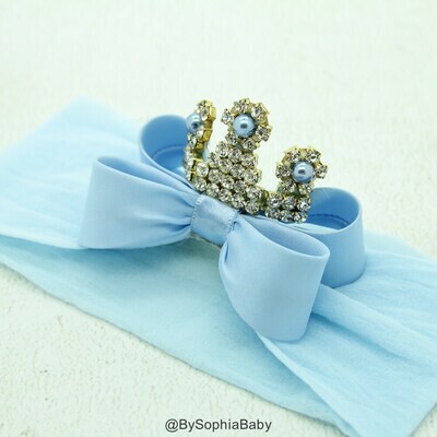 Baby Tiara Light Blue Bow Crown Headband Princess Headband Princess Frozen Tiara Light Blue Headban…