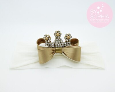 Baby Tiara Gold Bow Crown Headband Princess Headband Princess Tiara Photo Prop Bow Headband Nylon H…