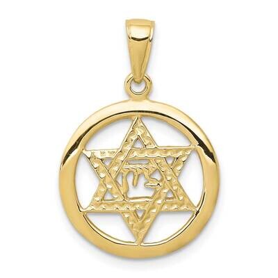 Jewish Chi In Star of David Pendant 10k Gold 10C3986, MPN: 10C3986,