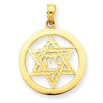 Jewish Chi in Star of David Pendant 14k Gold C3986, MPN: C3986, 637218017355