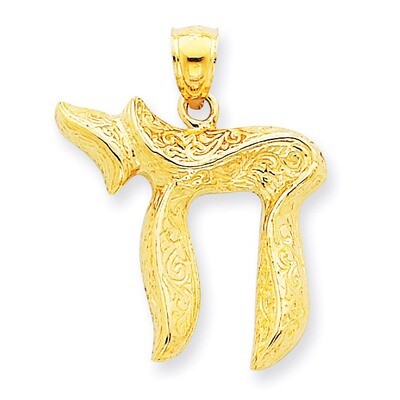 Jewish Chi (Long Life) Pendant 14k Gold C3992, MPN: C3992, 637218017447