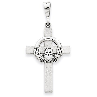 Claddagh Cross Pendant 14k White Gold K459, MPN: K459, 883957246888