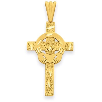 Claddagh Cross Pendant 14k Gold Polished M1338, MPN: M1338, 637218163663