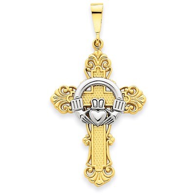 Claddagh Cross Pendant 14k Two-Tone Gold D1517, MPN: D1517, 883957345857