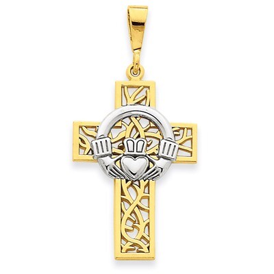 Claddagh Cross Pendant 14k Two-Tone Gold D1521, MPN: D1521, 883957587172