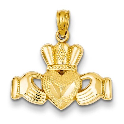 Claddagh Pendant 14k Gold Polished &amp; Textured D4368, MPN: D4368, 637218098743