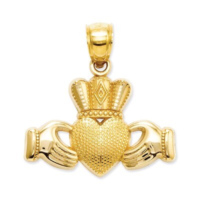 Claddagh Pendant with Textured Crown 14k Gold D4040, MPN: D4040, 637218157778
