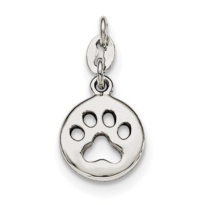 Round Paw Print Pendant Sterling Silver QC7938, MPN: QC7938, 191101471971