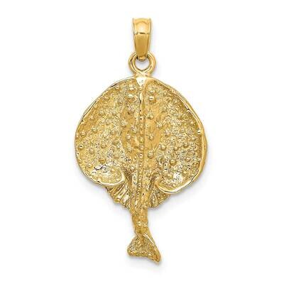 Round Stingray Charm 14k Gold 2-D K7609, MPN: K7609, 637218011551