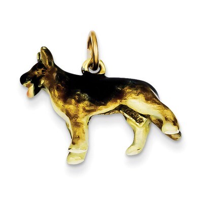 Enameled Medium German Shepherd Charm 14k Gold YC989, MPN: YC989, 886774137803