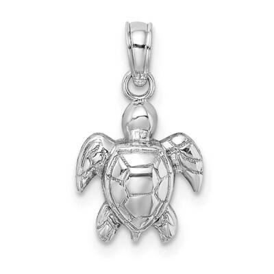 2-D Textured Mini Sea Turtle Charm 14k White Gold K7446W, MPN: K7446W, 637218175130