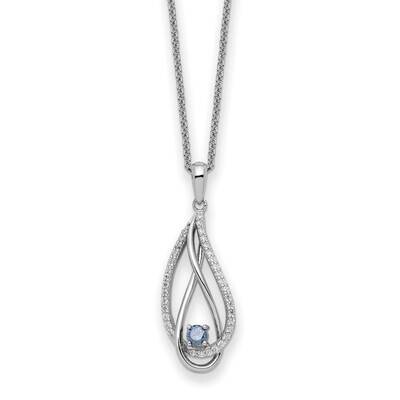 Mar CZ Diamond Always In My Heart Birthstone 18 Inch Necklace Sterling Silver QSX760, MPN: QSX760, …