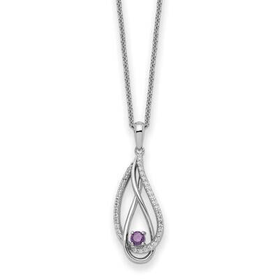Feb CZ Diamond Always In My Heart Birthstone 18 Inch Necklace Sterling Silver QSX759, MPN: QSX759, …
