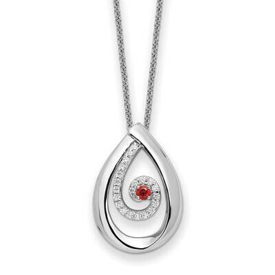 Red &amp; Clear CZ Diamond In Memory Of My Mother 18 Inch Necklace Sterling Silver QSX757, MPN: QSX757,…