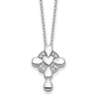 CZ Diamond Memory Cross Locket 18 Inch Necklace Sterling Silver QSX755, MPN: QSX755, 883957960838