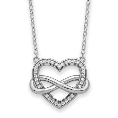 CZ Diamond Friends Are Forever Heart 18 Inch Necklace Sterling Silver QSX749, MPN: QSX749, 88395796…