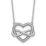 CZ Diamond Friends Are Forever Heart 18 Inch Necklace Sterling Silver QSX749, MPN: QSX749, 88395796…