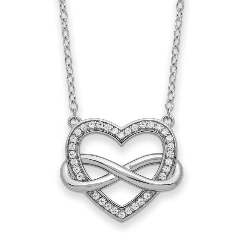 CZ Diamond Friends Are Forever Heart 18 Inch Necklace Sterling Silver QSX749