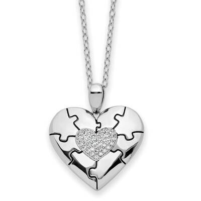 CZ Diamond Antiqued Love You To Pieces 18 Inch Necklace Sterling Silver QSX747, MPN: QSX747, 883957…