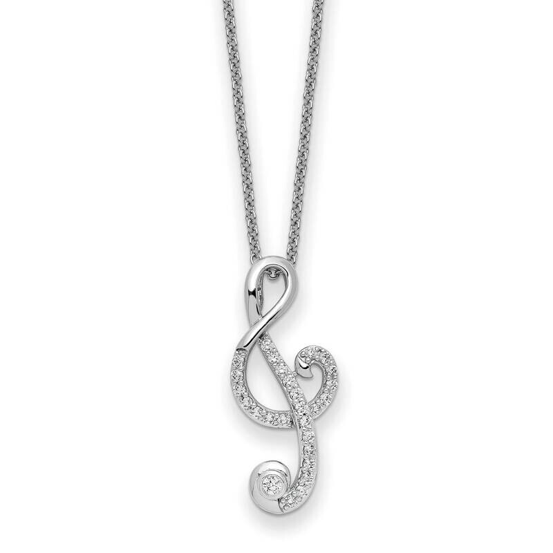 CZ Diamond Music 18 Inch Necklace Sterling Silver QSX738