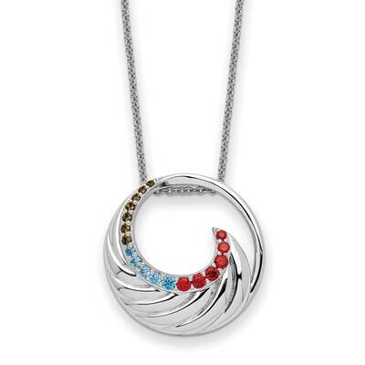 Multi-Color CZ Diamond Color Me Happy Circle 18 Inch Necklace Sterling Silver QSX734, MPN: QSX734, …