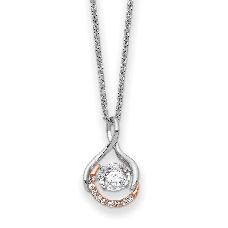 Ss and Rose-Tone Vibrant CZ Diamond Warm Embrace 18 Inch Necklace QSX731