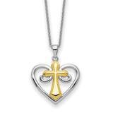 Sterling Silver and Heart Of Jesus 18 Inch Necklace Gold-tone QSX729, MPN: QSX729, 883957961910