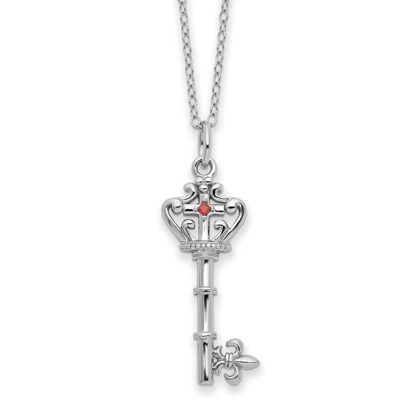 Red CZ Diamond Antiqued Key Of David 18 Inch Necklace Sterling Silver QSX728