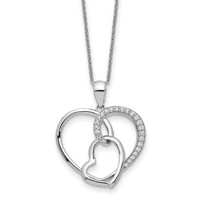 CZ Diamond Together In Love 18 Inch Necklace Sterling Silver QSX723, MPN: QSX723, 883957959030
