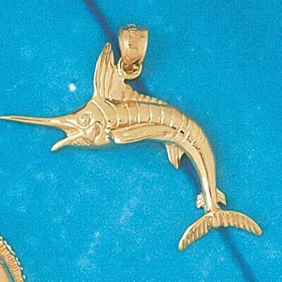 Dazzlers Jewelry Marlin Trout Fish Pendant Necklace Charm Bracelet in Yellow, White or Rose Gold 54…