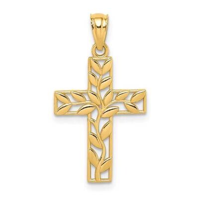 Leaf Cross Pendant 14k Gold C4690, MPN: C4690, 886774017853