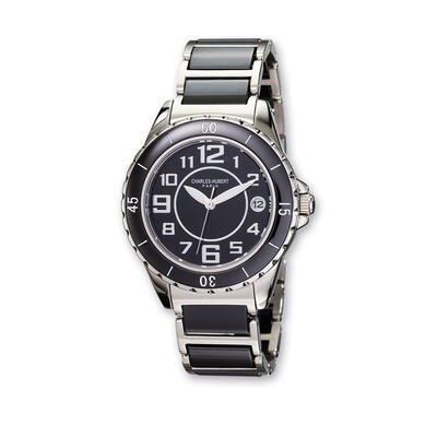 Charles Hubert Stainless Steel and Ceramic Black Dial Watch Ladies XWA1804, MPN: XWA1804, 811233011…