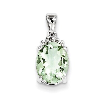 Green Quartz &amp; Diamond Pendant Sterling Silver Rhodium QDX475, MPN: QDX475, 883957571799