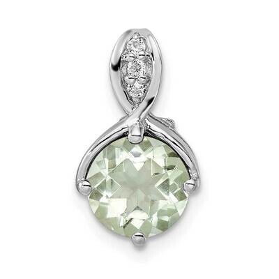 Circle 2.11T.W. Green Quartz White Topaz Pendant Sterling Silver Rhodium-Plated QP5709AG, MPN: QP57…