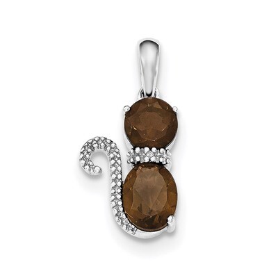 Smoky Quartz and Diamond Pendant Sterling Silver Rhodium-plated QP4551SQ, MPN: QP4551SQ,