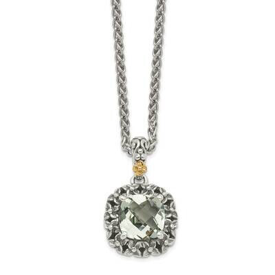 Green Quartz Pendant Sterling Silver with 14k Gold Polished QTC1666, MPN: QTC1666, 883957622347