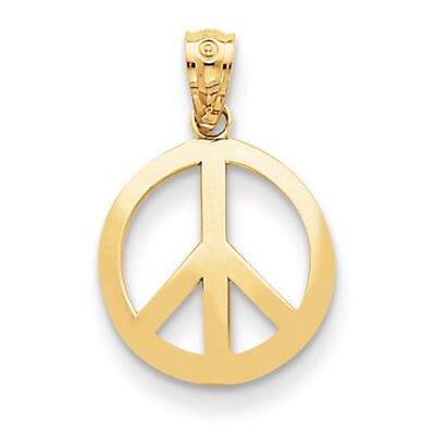 Peace Sign Circle Pendant 14k Gold Polished YC815, MPN: YC815, 886774617244