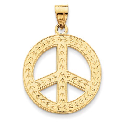 Peace Sign Pendant 14k Gold Solid Polished C2248, MPN: C2248, 883957014722