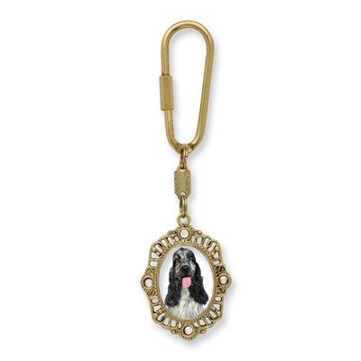 and Purple Crystal Oval Cocker Spaniel Key Fob Gold-Tone GM3569