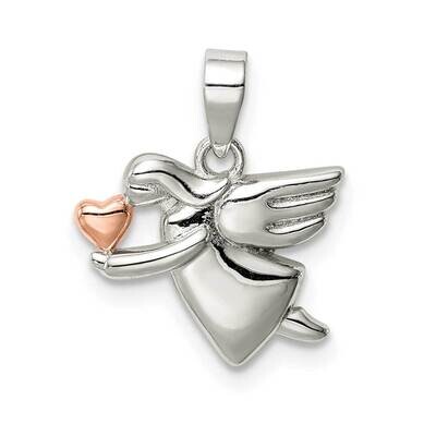 Polished Angel Pendant Sterling Silver Rose-tone QC9427, MPN: QC9427, 883957834009