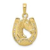 Solid Polished Horse Head In Horseshoe Pendant 10k Gold 10C2201, MPN: 10C2201,