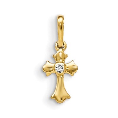 CZ Children&#39;S Cross Pendant 14k Gold GK870, MPN: GK870, 191101364426