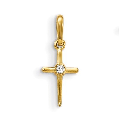 CZ Children&#39;S Cross Pendant 14k Gold GK874, MPN: GK874, 191101459160