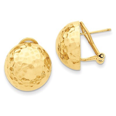 Hammered Omega Back Post Earrings 14k Gold TF203, MPN: TF203, 658226126020