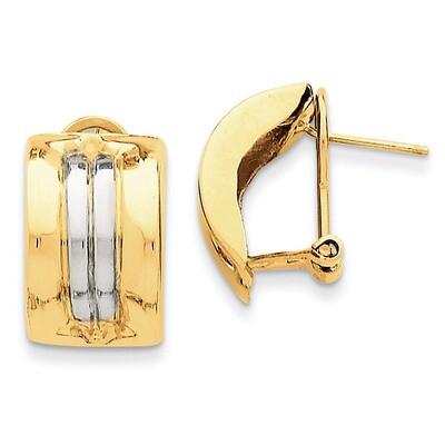Omega Post Earrings 14k Two-Tone Gold H958, MPN: H958, 658226127546