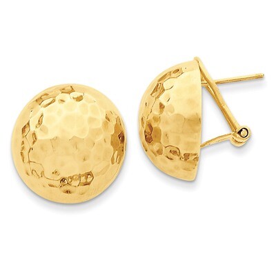 Hammered Omega Back Post Earrings 14k Gold TF202, MPN: TF202, 658226126587