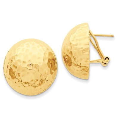 Hammered Omega Back Post Earrings 14k Gold TF201, MPN: TF201, 658226124330