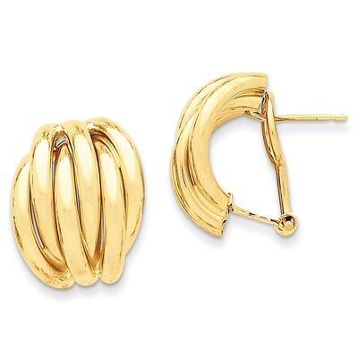 Fancy Omega Back Post Earrings 14k Gold Polished E833, MPN: E833, 886774095509