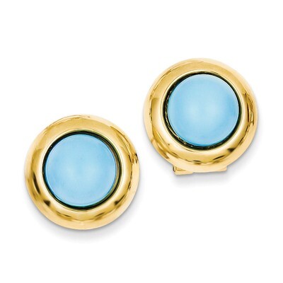 Omega Clip Reconstituted Turquoise Earrings 14k Gold H927, MPN: H927, 658226126242