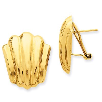 Fancy Omega Back Post Earrings 14k Gold Polished H595, MPN: H595, 658226124309